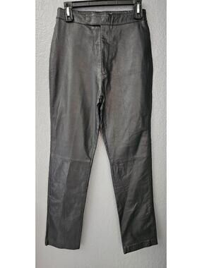 Vintage Women's Excelled Leather Pants Straight Leg Black Size 4 REG Zip Fly